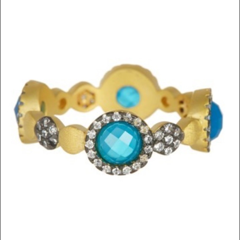Freida Rothman Black & Gold Baroque Agate Ring